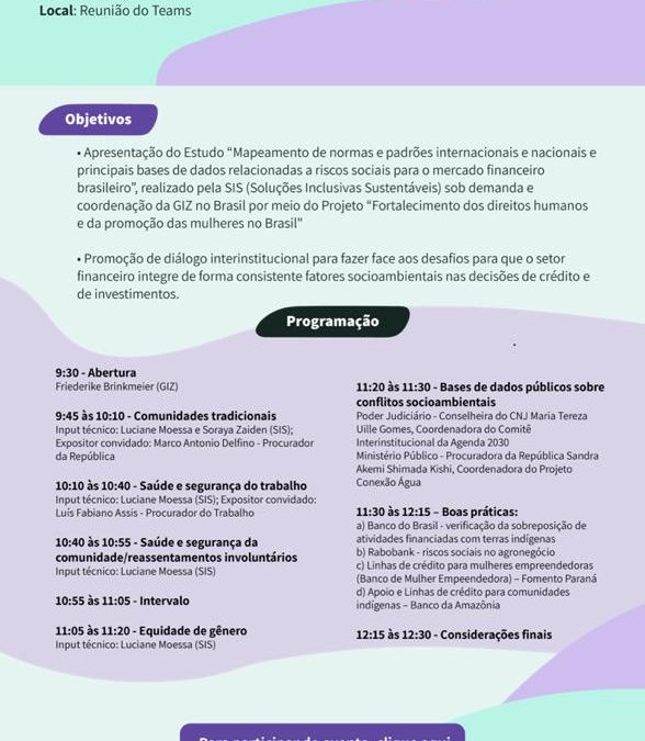 Workshop “Riscos sociais e o mercado financeiro”